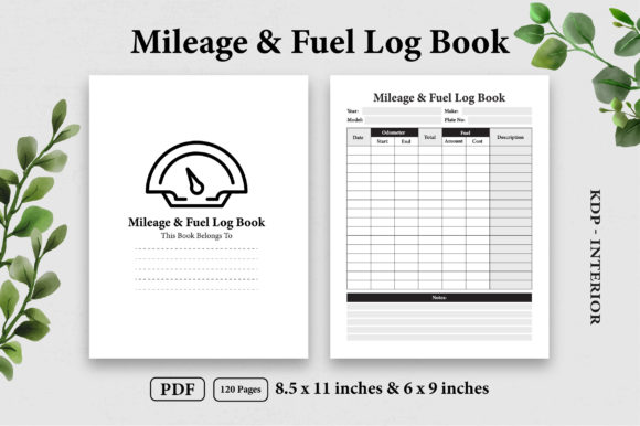 Fuel Mileage Log Book: KDP Interior Design Guide