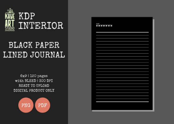KDP Black Paper Lined Journal 3: Interior Guide