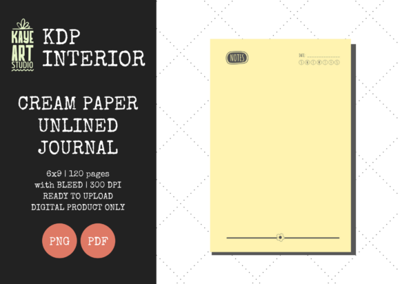 KDP Cream Paper Unlined Journal Interiors