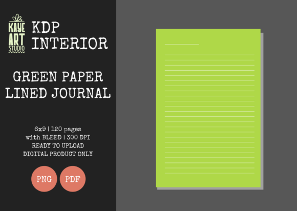 KDP Green Paper Lined Journal 2: Interior Guide