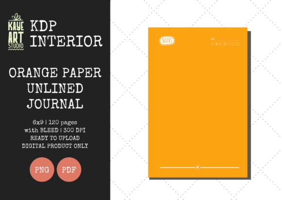 KDP Orange Paper Unlined Journal: A Creative Interior