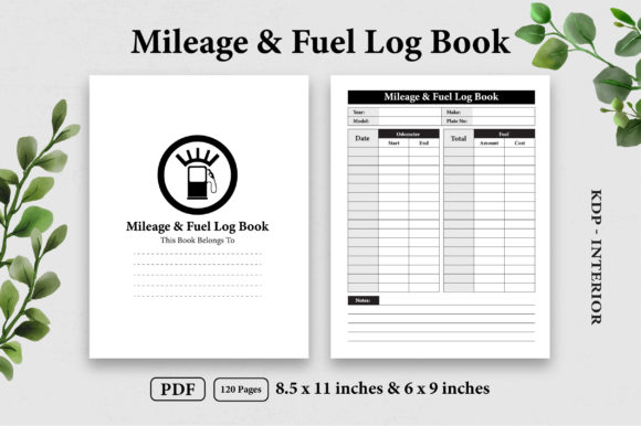 Mileage Fuel Log Book: KDP Interior Design Guide
