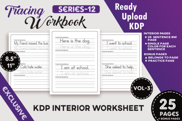 Vol-3 KDP Sentence Tracing BW Workbook: A Practical Asset for Low-Content Publishers